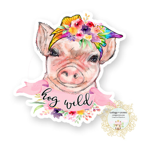 Hog Wild - Boho Pig - Farm Animal Farmhouse Vinyl Decal Sticker