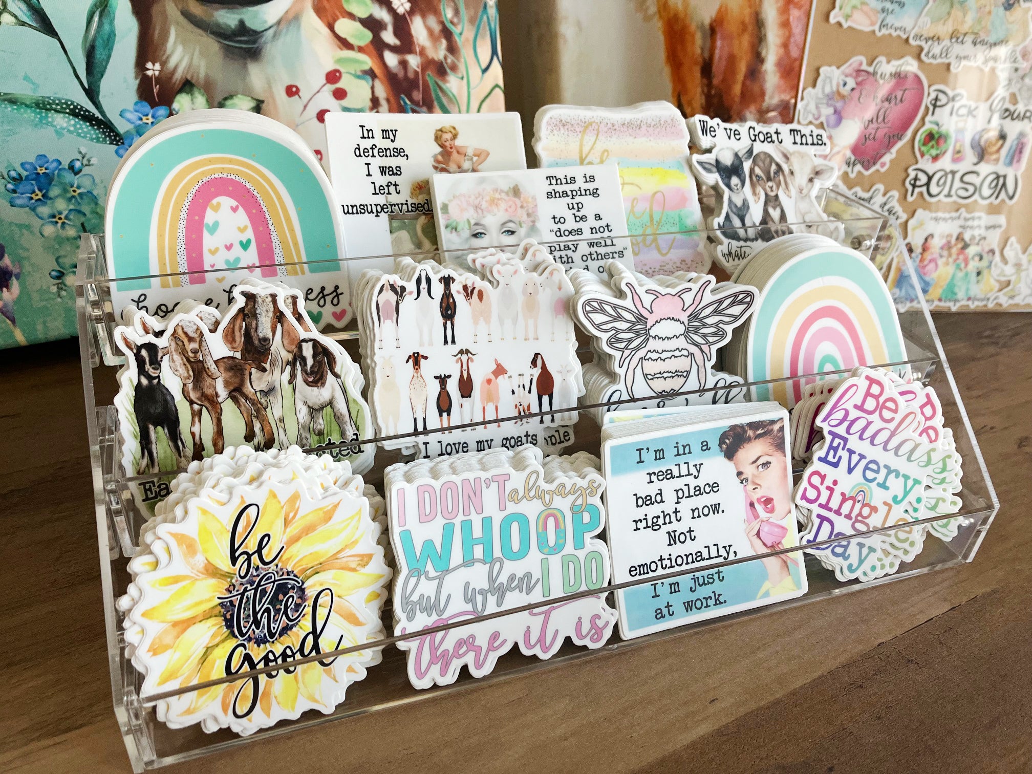 3 Tier Vinyl Sticker Acrylic Display Stand – cottage + crown