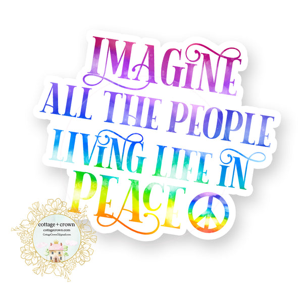Imagine - John Lennon - Rainbow - Vinyl Decal Sticker