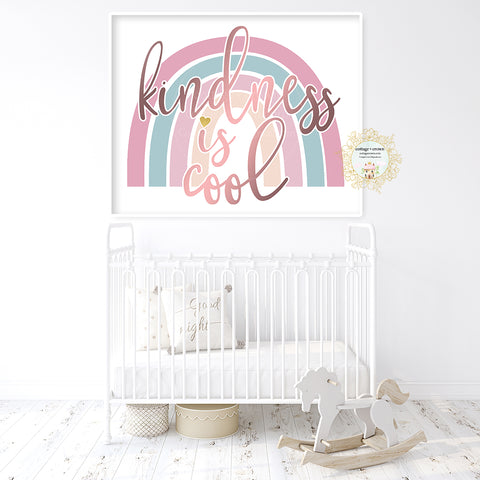 Kindness Is Cool Rainbow Wall Art Print - Heart