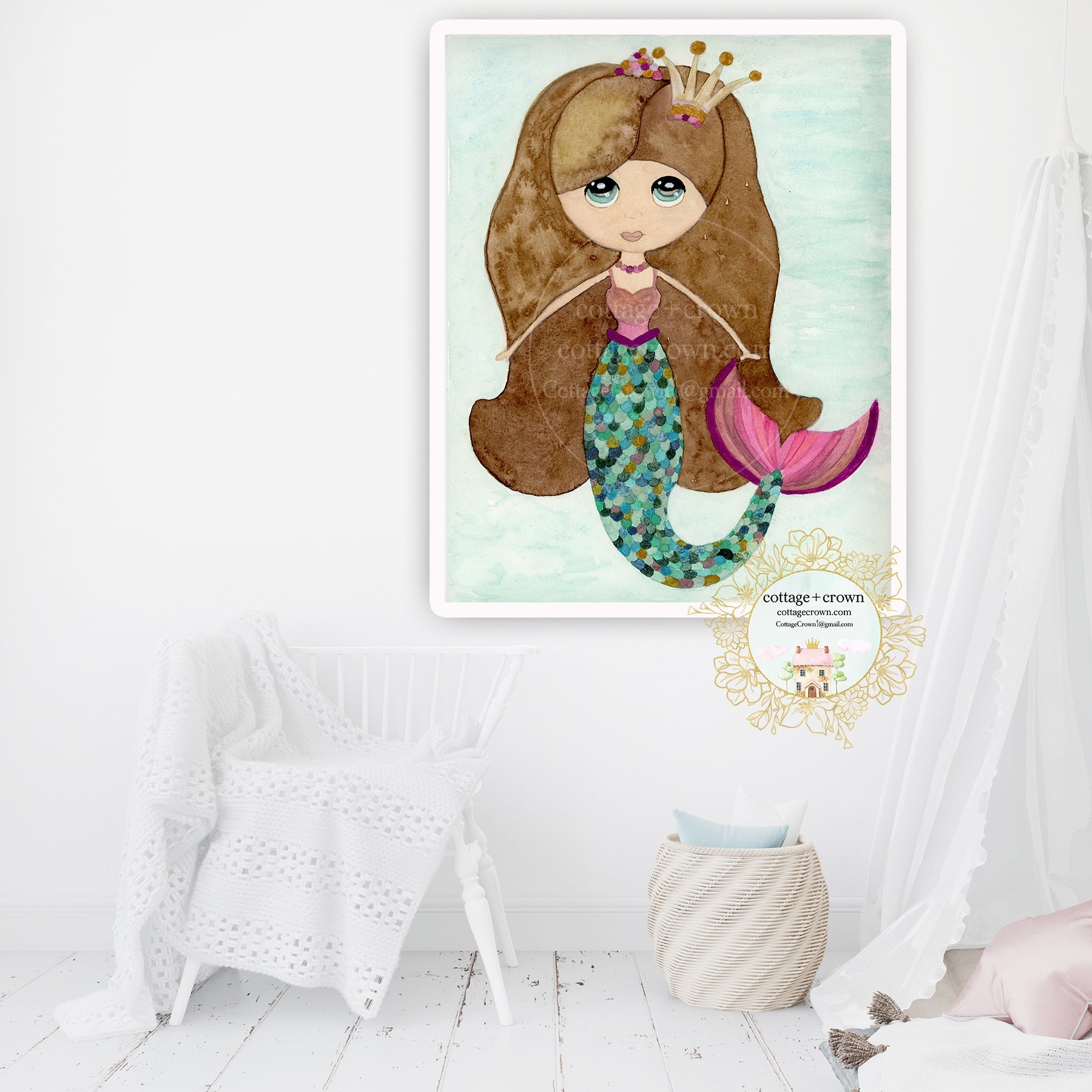 Little Mermaid Exclusive Watercolor Wall Art Print
