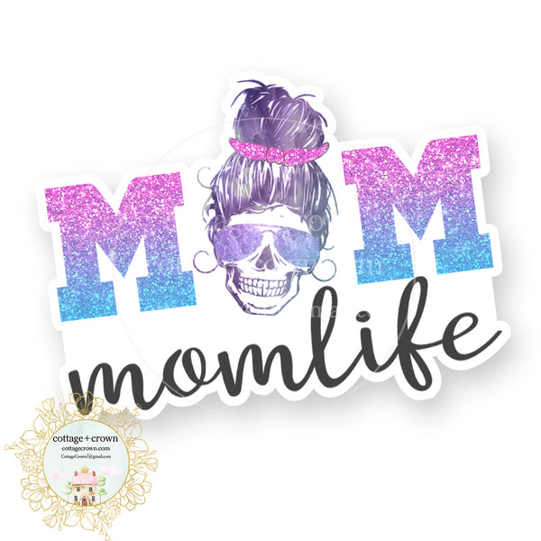 Mom Life Skull - Rainbow Aviators - Vinyl Decal Sticker
