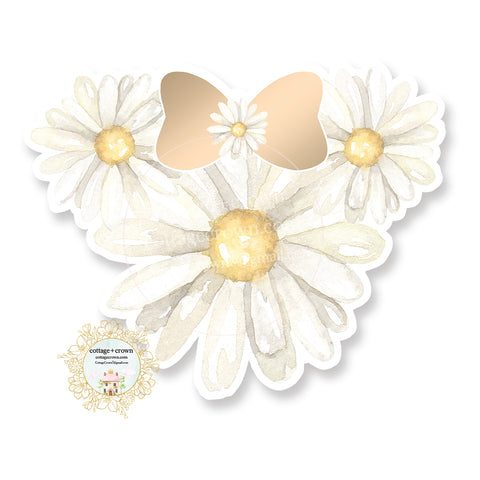 Ears - Daisies - Daisy Floral - Vinyl Decal Sticker