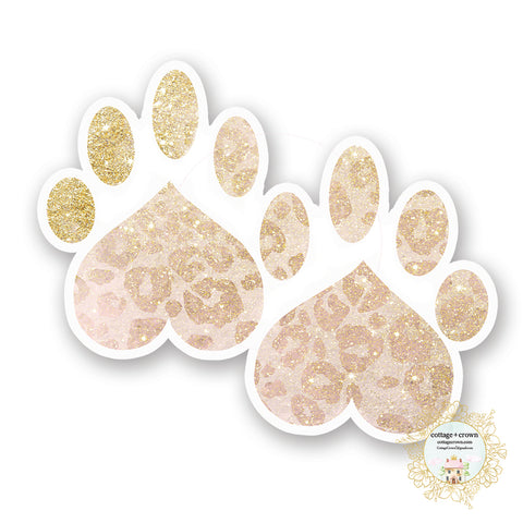Paws - Dog Paw Blush Leopard Print - Vinyl Decal Sticker