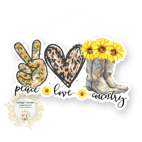 Peace Love Country Sunflower - Vinyl Decal Sticker