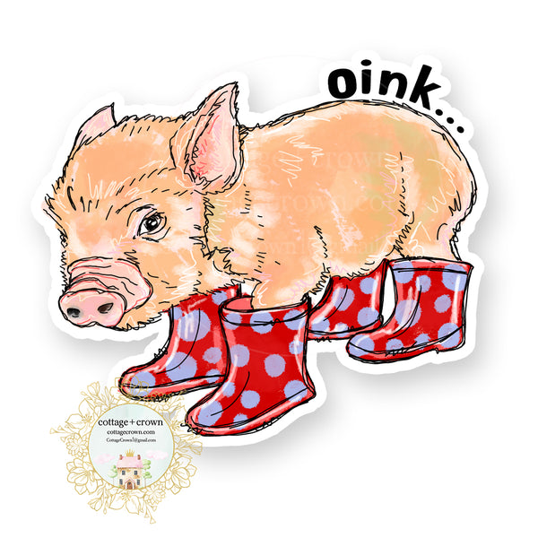 Pig in Boots - Oink - Farm Animal Farmhouse Vinyl Decal Sticker