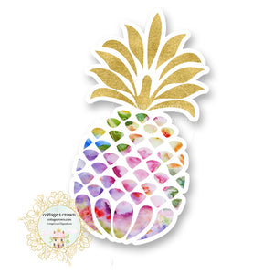 Pineapple Gold Crown - Tropical Vinyl Decal Sticker