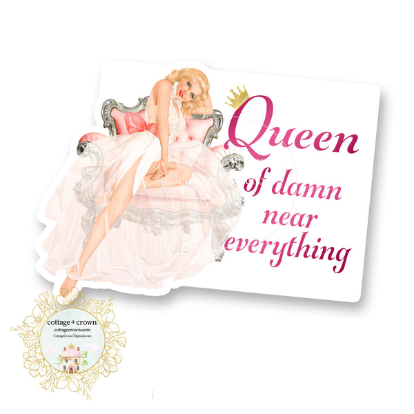 Queen Of Damn Near Everything - Retro Housewife - Vinyl Decal Sticker
