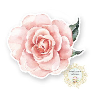 Pink Rose - Watercolor Floral - Wall or Furniture - Vinyl Decal Sticker