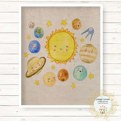 Solar System Planets Space Nursery Home Wall Art Print