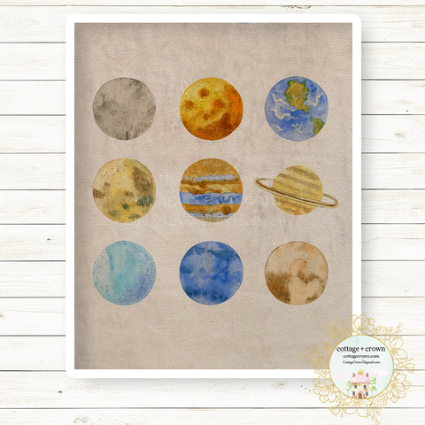 Solar System Planets Space Nursery Home Wall Art Print