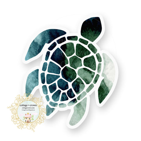 Sea Turtle - Blue Green - Tropical - Vinyl Decal Sticker