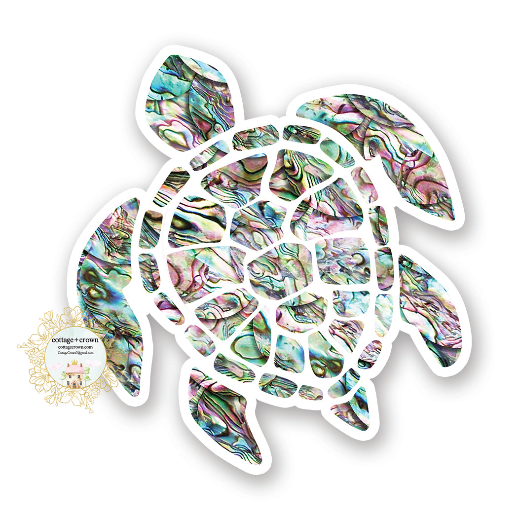 Sea Turtle - Mother Of Pearl - Tropical - Vinyl Decal Sticker