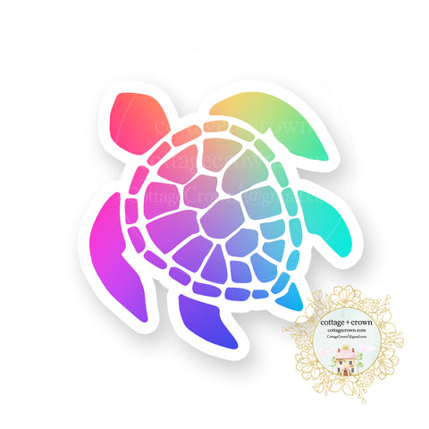 Sea Turtle - Rainbow Pride - Tropical - Vinyl Decal Sticker