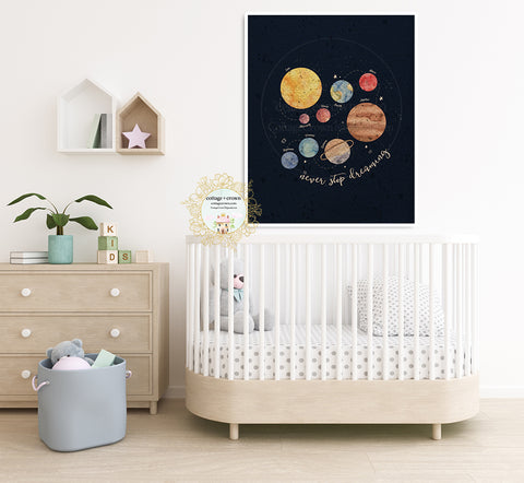 Solar System Never Stop Dreaming Nursery Home Wall Art Print