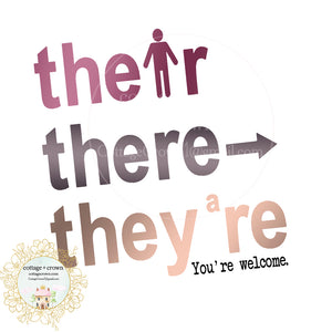 Their They're There Grammar Vinyl Decal Sticker