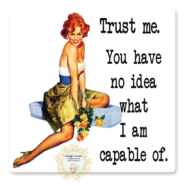 Trust Me You Don't Know What I Am Capable Of - Vinyl Decal Sticker - Retro Housewife