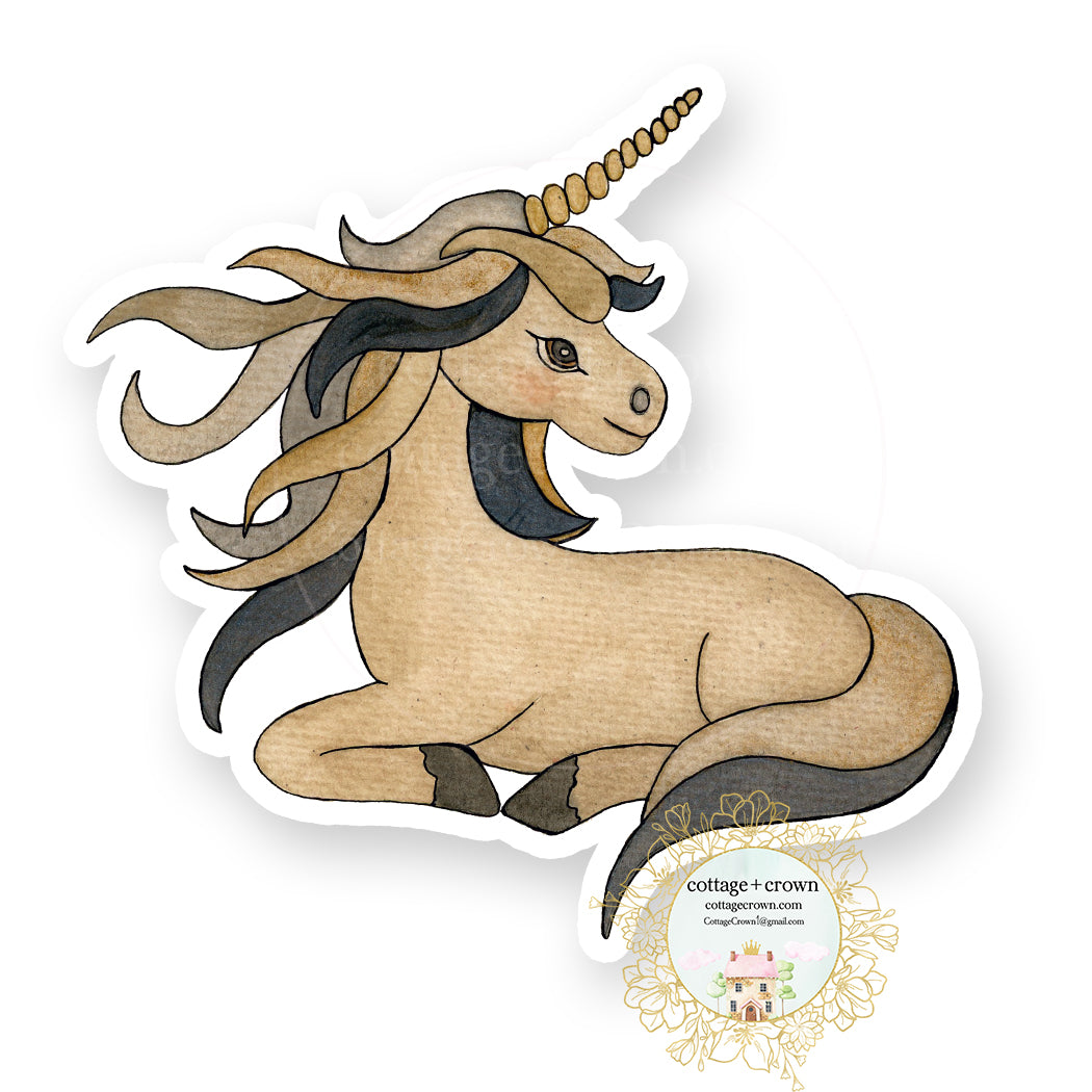 Unicorn Baby - Rustic Watercolor - Vinyl Decal Sticker