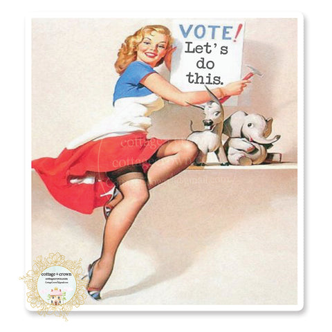 Vote - Bipartisan Vinyl Decal Sticker - Retro Housewife