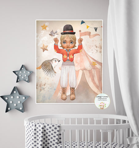 Boy Circus Tent Performer Amusement Park Carnival Wall Art Print