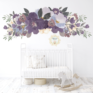SALE Dusty Purple Flower Bouquet Wall Decal Floral Peony Baby Girl Nursery Home Office Bedroom Décor