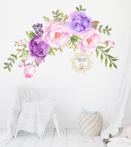 Purple Lavender Lilac Flower Bouquet Wall Decal - Floral Peony Nursery Décor