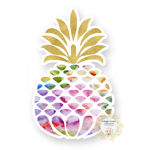 Pineapple Gold Crown 2 - Tropical Vinyl Decal Sticker